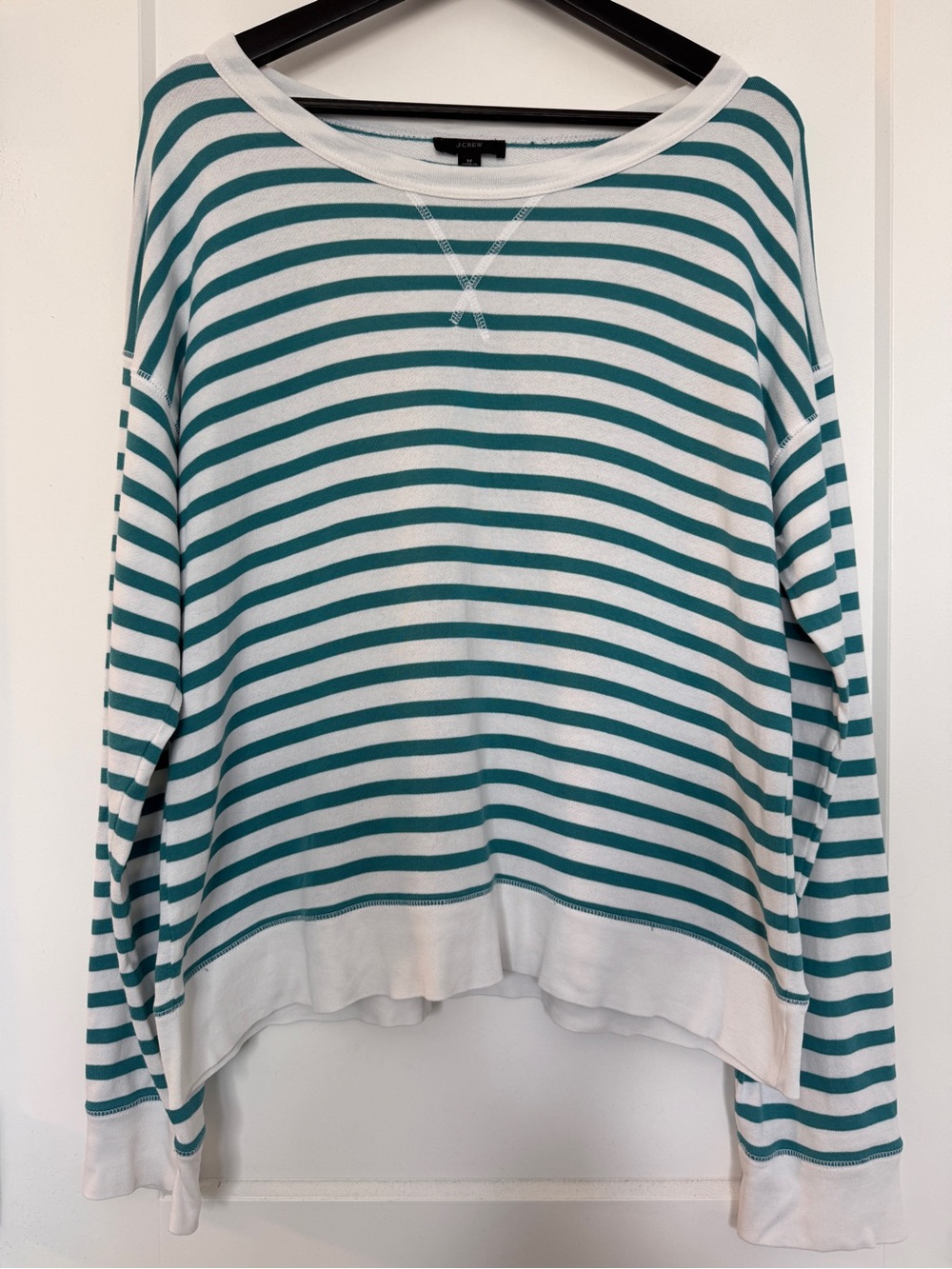 J.Crew Magic Rinse Striped Crewneck Lightweight Terry Sweatshirt - M
